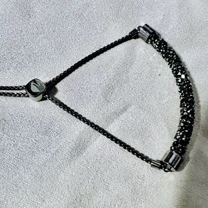 Swarovski Grey/Metallic Crystals Adjustable Sliver Finish Bracelet